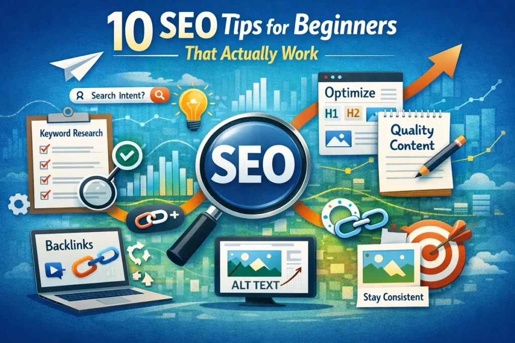 SEO tips for beginners in 2026 infographic